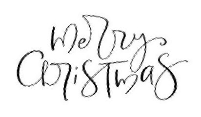 Merry Christmas handlettered brush calligraphy isolated on white background with halftone texture effect transparent background © AbstractZone