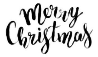 Merry Christmas handlettered calligraphy design with a decorative halftone dot pattern transparent background © AbstractZone