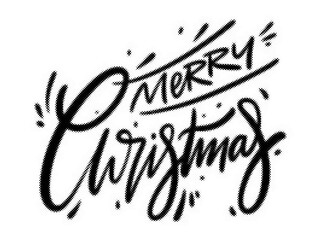 Merry Christmas handlettered calligraphy design with decorative halftone dots on white background transparent background © AbstractZone