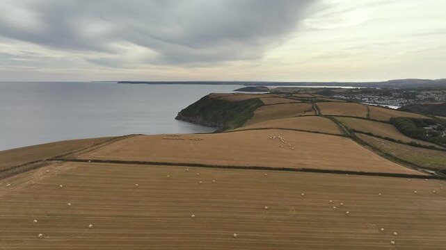 Cornwall Fields and Farms from a drone, Polruan, Cornwall, England