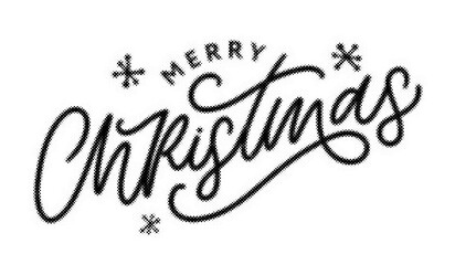 Merry Christmas handlettered calligraphy design with halftone dots for holiday greeting cards transparent background © AbstractZone