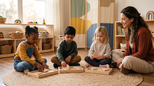 Children share a calm inclusive classroom floor activity
