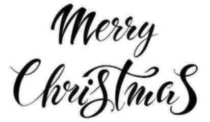 Merry Christmas handlettered festive holiday greeting typography design with halftone texture transparent background © AbstractZone