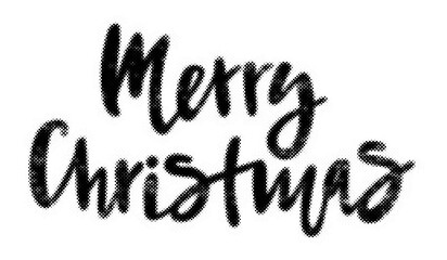 Merry Christmas handlettered greeting text with a creative halftone dot pattern effect transparent background © AbstractZone