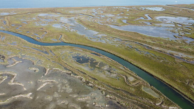Aerial View of Lio Piccolo Marshlands in the Venice Lagoon