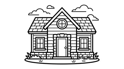 Fototapeta premium House Illustration in a Cage Vector Design for Residential Architecture Real Estate Property and Construction Concepts