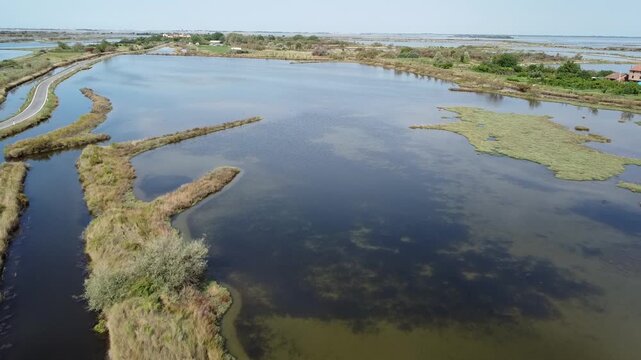 Aerial View of Lio Piccolo Marshlands in the Venice Lagoon