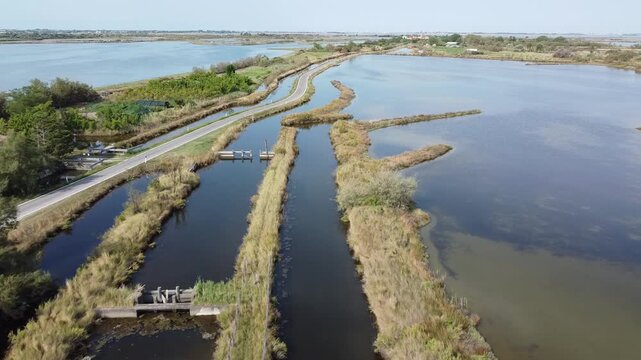 Aerial View of Lio Piccolo Marshlands in the Venice Lagoon