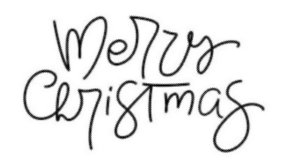 Merry Christmas handwritten calligraphy text design with a unique halftone dot texture effect isolated on white transparent background © AbstractZone