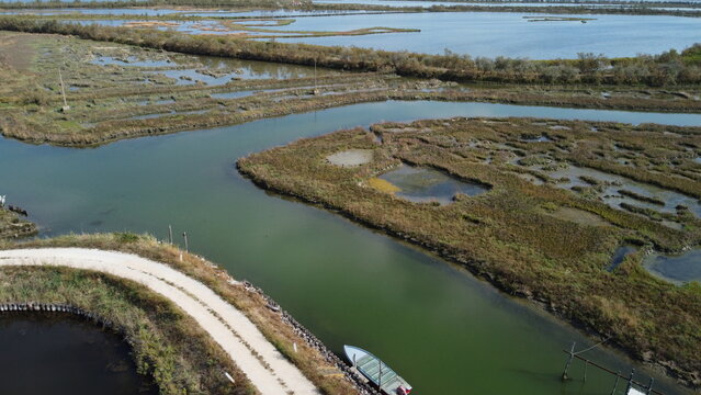 Aerial View of Lio Piccolo Marshlands in the Venice Lagoon