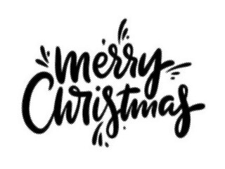Merry Christmas handwritten lettering typography with a retro halftone dot texture effect transparent background © AbstractZone