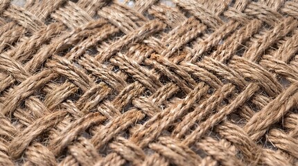 Fototapeta premium Macro texture of woven jute fabric fiber mat pattern seamless background.