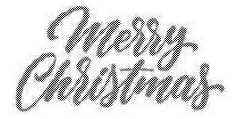 Merry Christmas lettering typography design with halftone dot texture effect for seasonal greeting cards transparent background © AbstractZone