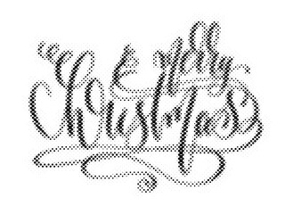 Merry Christmas typography design created with black halftone dots on white transparent background © AbstractZone