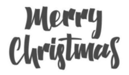 Merry Christmas typography design with a halftone dotted pattern texture isolated on a plain background transparent background © AbstractZone