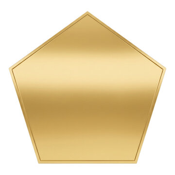 Golden pentagon shape isolated on transparent background