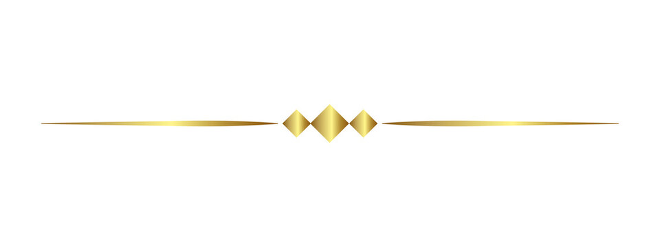 Elegant gold line divider with decorative geometric diamond shapes for luxury design projects