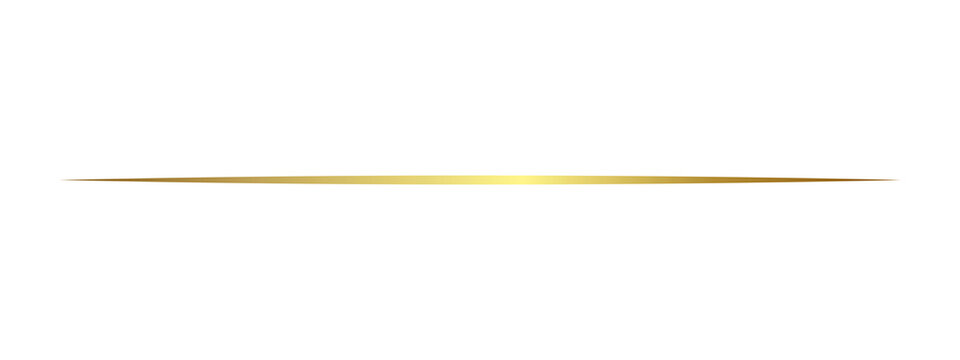 Elegant thin horizontal gold line divider with a shiny metallic gradient effect
