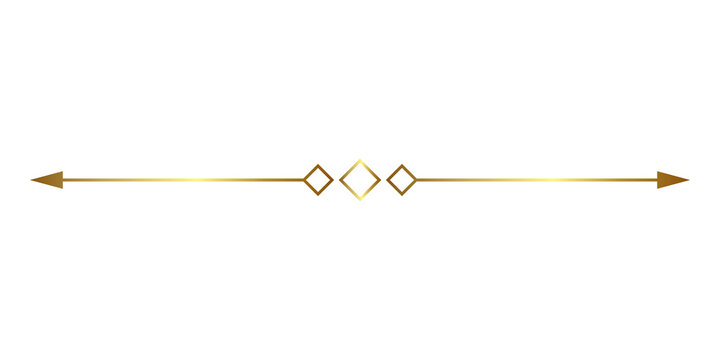 Elegant gold line divider with geometric diamond shapes for luxury design and page decoration