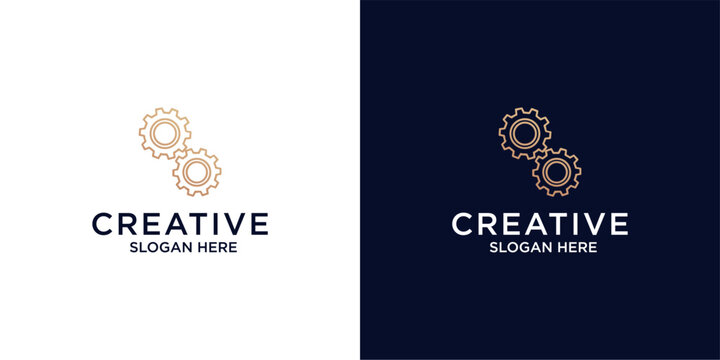 Mechanical gear cog settings process icon set.