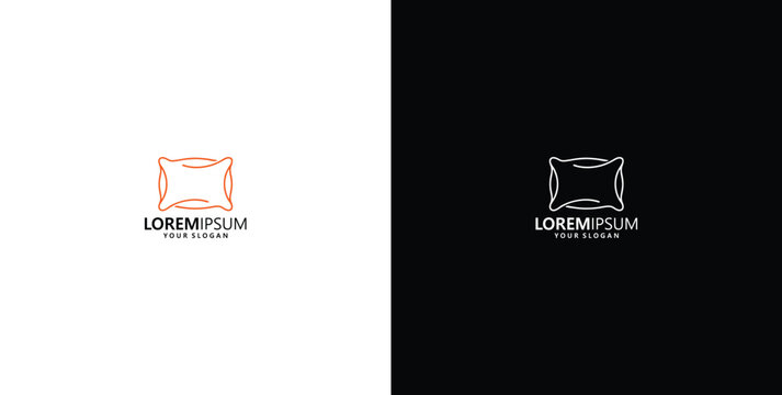 Abstract geometric logo design concept featuring a modern, symmetrical line art shape that resembles a soft, rounded frame. This versatile emblem is presented in both vibrant 