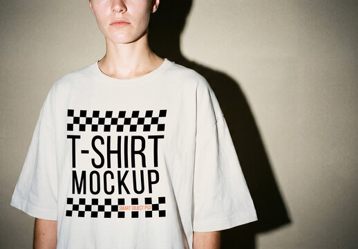 White T-Shirt Flash Photography Mockup