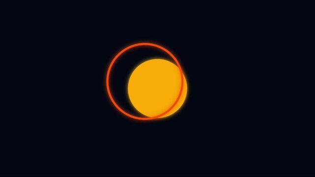 Minimalist abstract sun eclipse animation with glowing orange ring and yellow circle motion 4k