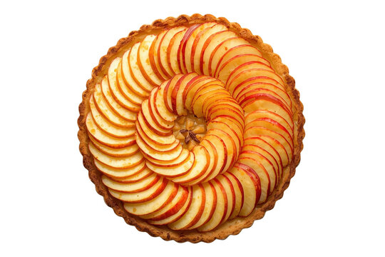 Round apple tart with spiral fruit slice pattern