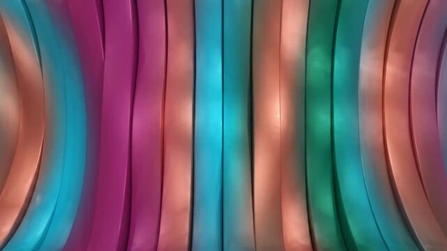 Vertical abstract metallic waves flow with vibrant cyan and copper gradients in this smooth digital motion background animation video clip