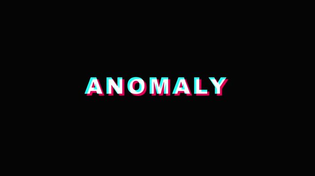 Anomaly glitch text animation with chromatic aberration effect on 4k black background