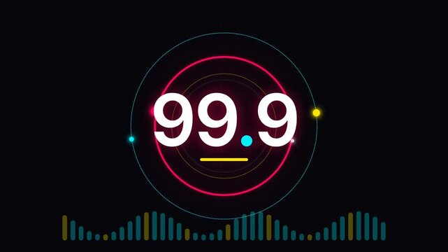 Digital audio visualizer with 99.9 percentage counter animation