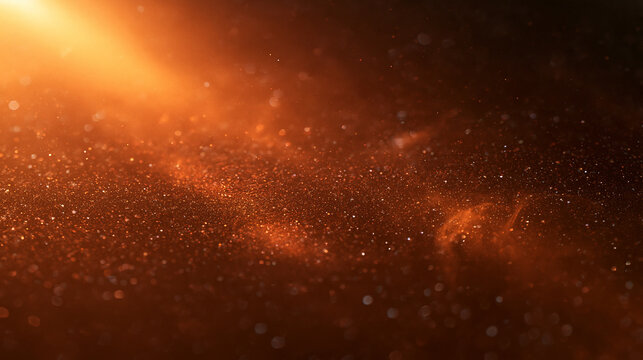 Golden Shimmering Dust Particles Floating with Light Beam