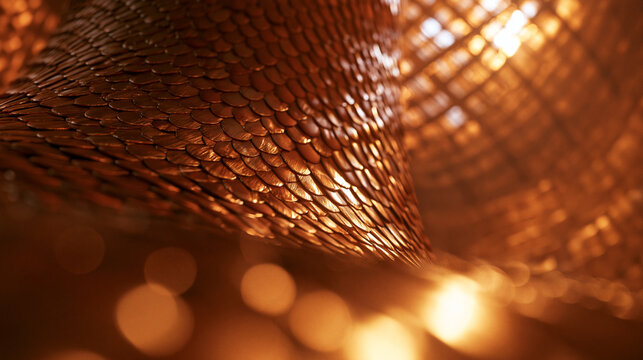 Abstract Shiny Copper Scale Texture Background