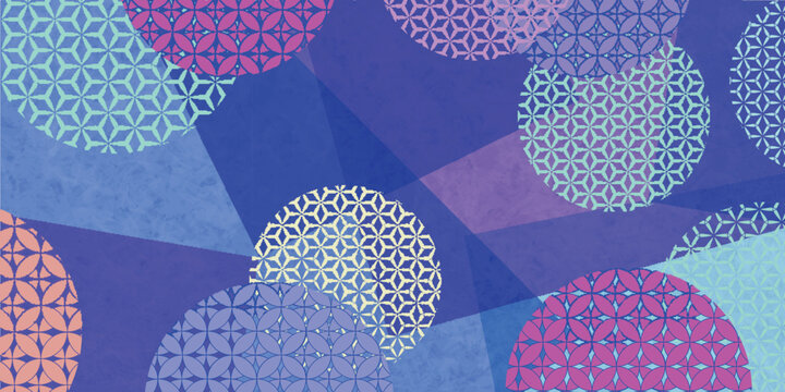Geometric Pattern Background with Circular Motifs in Purple and Blue