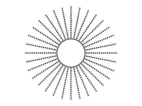 Abstract Circular Burst of Dotted Lines Radiating from a Central Circle Minimalist Geometric Design