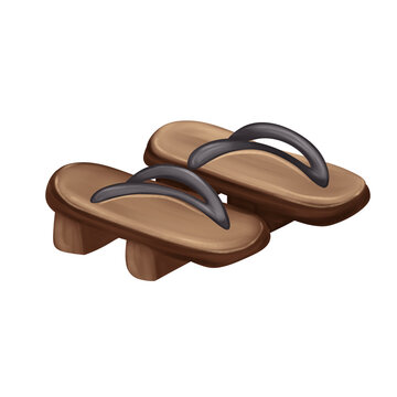 Traditional Japanese geta wooden sandals vector illustration
