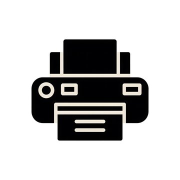 Simple black printer icon for office and document printing