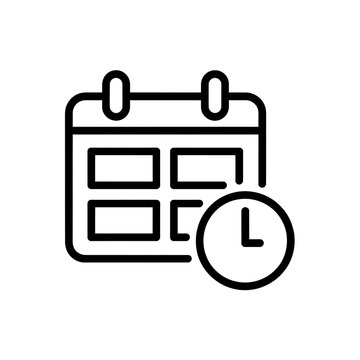 Calendar icon with a clock showing time and date planning