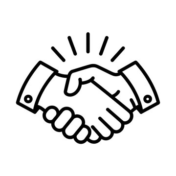 Black and white business handshake line icon