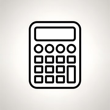 Simple black calculator icon on a circular button