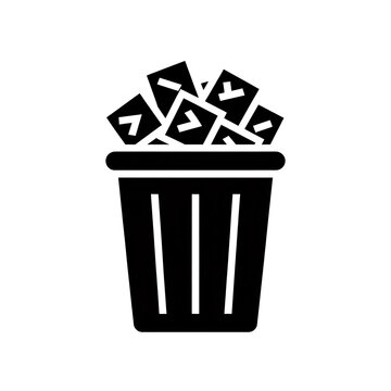 Trash bin icon with paper documents inside