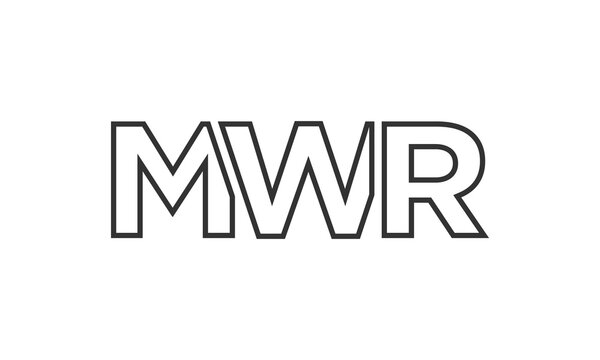 MWR logo design template with strong and modern bold text. Initial based vector logotype featuring simple and minimal typography. Trendy company identity.