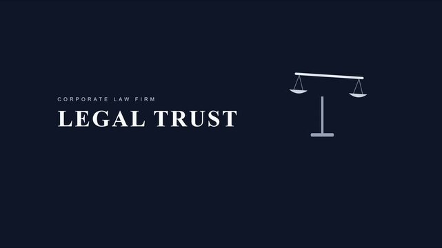 Corporate law firm legal trust motion with animated scales of justice symbol for legal services and attorney branding animation 4k