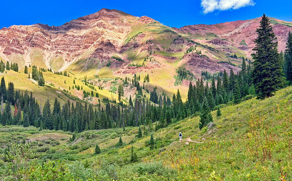 Hiker on the Rustler Gulch Trail outside Crested Butte, Colorado