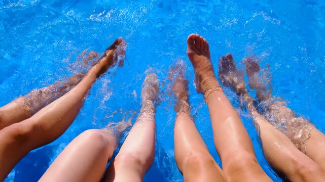 Champagne by the pool. Selective focus.