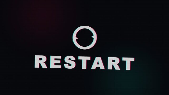 A glowing sign featuring the word restart sits above a circular symbol that represents the concept of technological innovation or the renewal of systems within an immersive digital experience