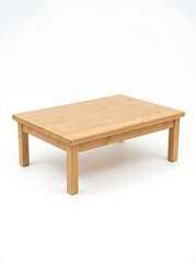 Fototapeta premium Simple Wooden Bamboo Coffee Table Furniture Isolated on a Clean White Background