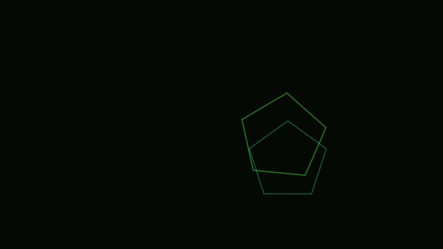Minimalist neon geometric pentagons rotating abstract motion animation 4k background