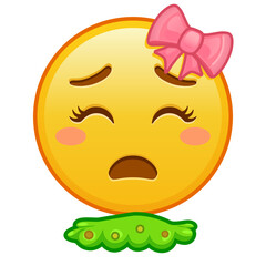 Obraz premium Female face vomiting Large size of yellow emoji smile