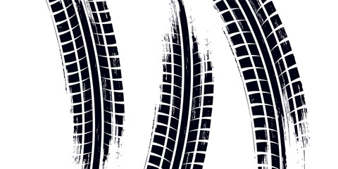 Auto tire tread grunge element. Car and motorcycle tire pattern, wheel tyre tread track vector © Sakura
